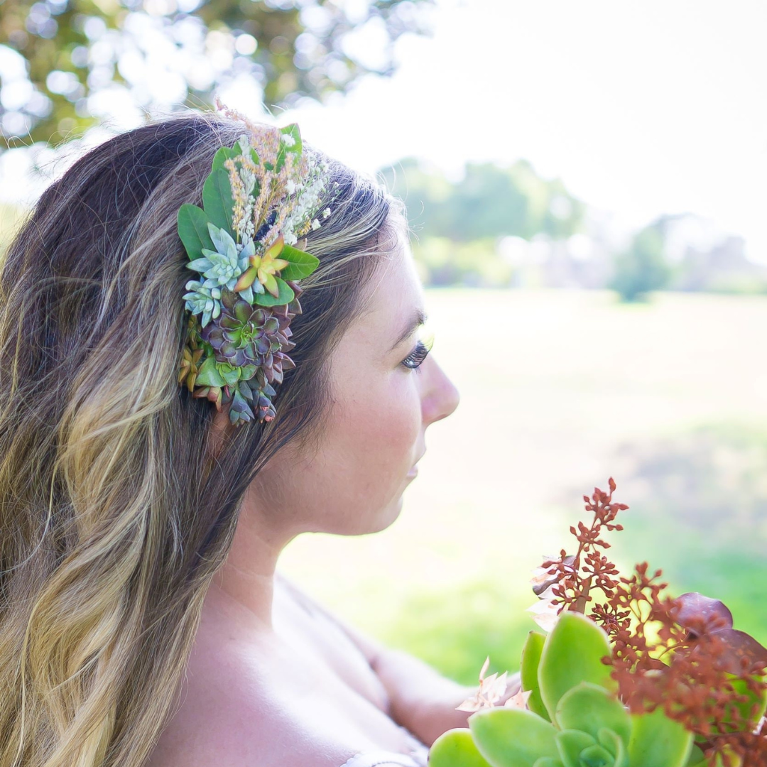 succulent flower crown Succulent Hair Combs